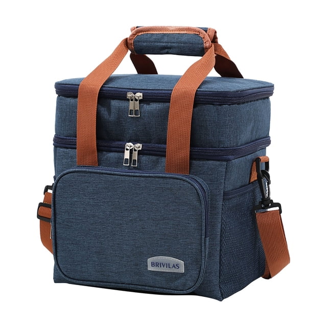 Bento Lunch Bag With Insulated Double Layer Compartment 10 in x 7 in x 5 in Thickened Cationic Fabric Portable Handle