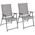 thumbnail image 1 of Costway 2pcs Patio Folding Portable Dining Chairs Metal Frame Armrests Outdoor Grey, 1 of 9