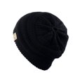 thumbnail image 1 of Gravity Threads Tuque en Tricot Épais à Queue de Cheval pour Enfants, Noir, 1 of 2