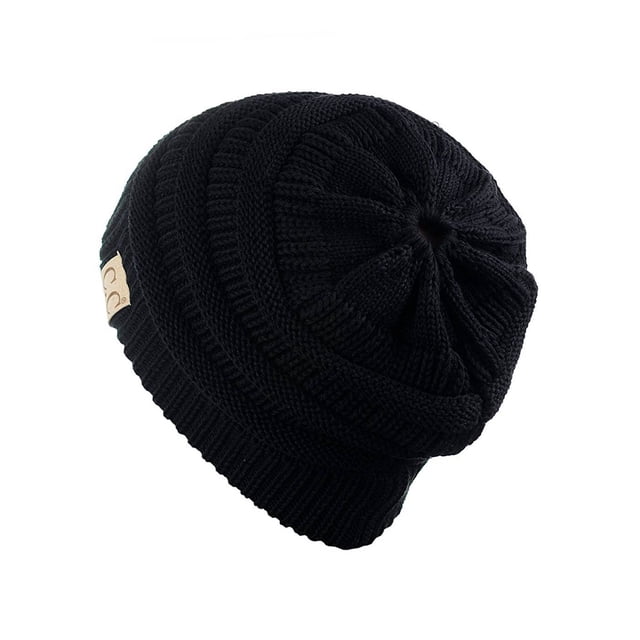 Gravity Threads Tuque en Tricot Épais à Queue de Cheval pour Enfants, Noir