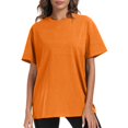 thumbnail image 2 of Plebaso T-Shirts en Coton pour Femmes à Manches Courtes, Col Rond, T-Shirts Basiques, Hauts Décontractés, Couleur Unie, Coupe Ample, 2 of 7