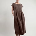thumbnail image 2 of TopLLC Robes d'Été pour Femmes, Robe Maxi pour Femmes, Coton Col Rond Uni Sans Manches Col Rond Rétro Grande Taille Robes d'Été, Robes d'Été pour Femmes, 2 of 6