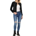 thumbnail image 2 of INSPIRE CHIC Veste en Denim Courte Sans Col à Manches Longues Boutonnée pour Femme Noir TG, 2 of 5