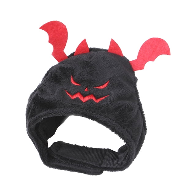 yingyy Adjustable Devil Cap For Pets For Halloween Parties Easy To Wear And Wash Polyester Cat Halloween Devil Costume Black 1Set