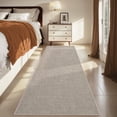 thumbnail image 4 of Garvee 2'x6' Modern Solid Color Runner Rug Minimalist Woven Textured Carpet, Washable Rug Non Slip Low Pile Indoor Mats for Hallway Bedroom Kitchen, Beige, 4 of 6