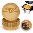 thumbnail image 1 of Air Fryer Parchment Paper Liners, Air Fryer Disposable Paper Liner Round 7.9 Inch Liner Pads, Non-Stick Disposable Unbleached Baking Paper for Air Fryer, Baking Roasting Microwave (100PCS), 1 of 7