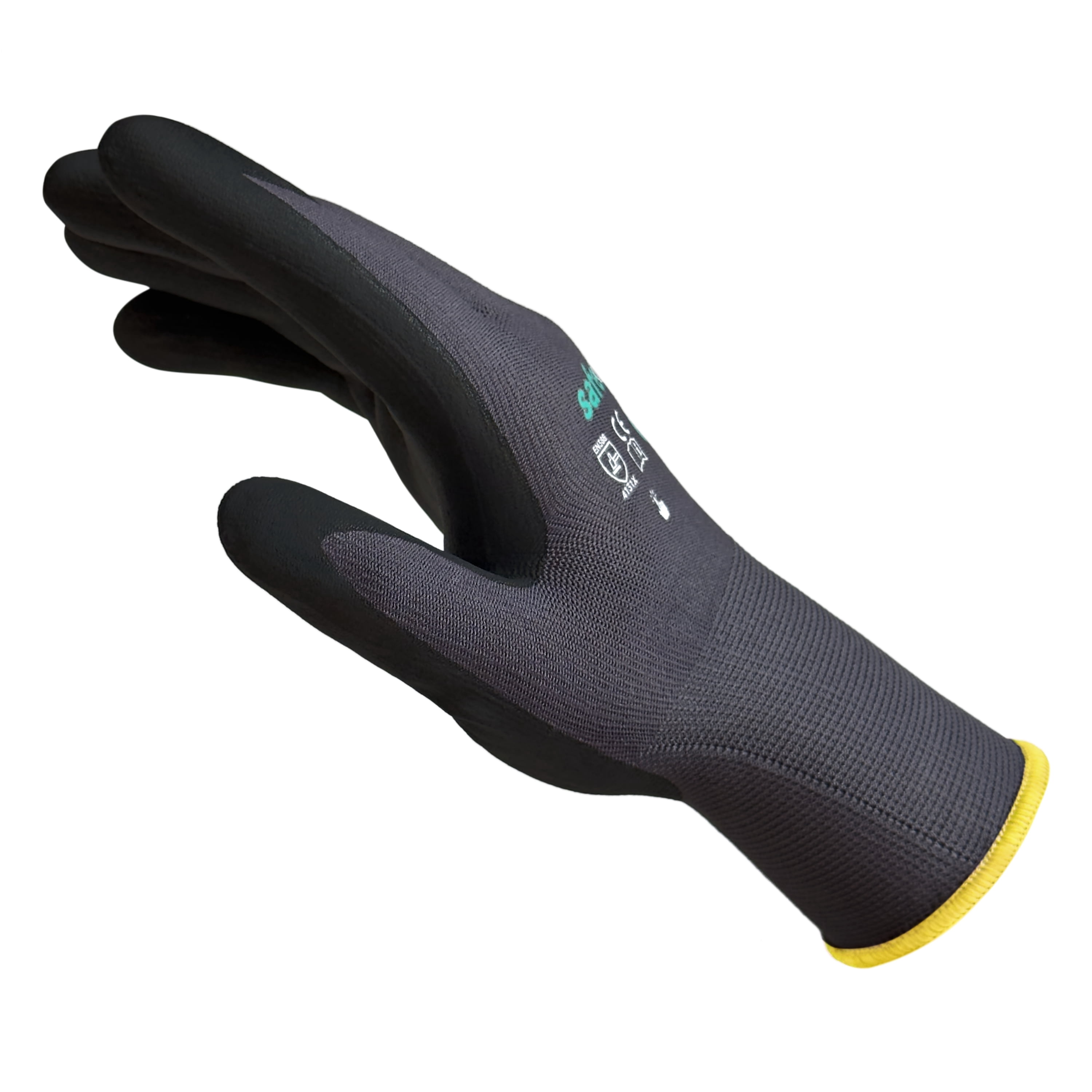 Safedenn Touch Screen Compatible Work Gloves with Non-Slip MicroFoam Coating, 6 Pairs, XL
