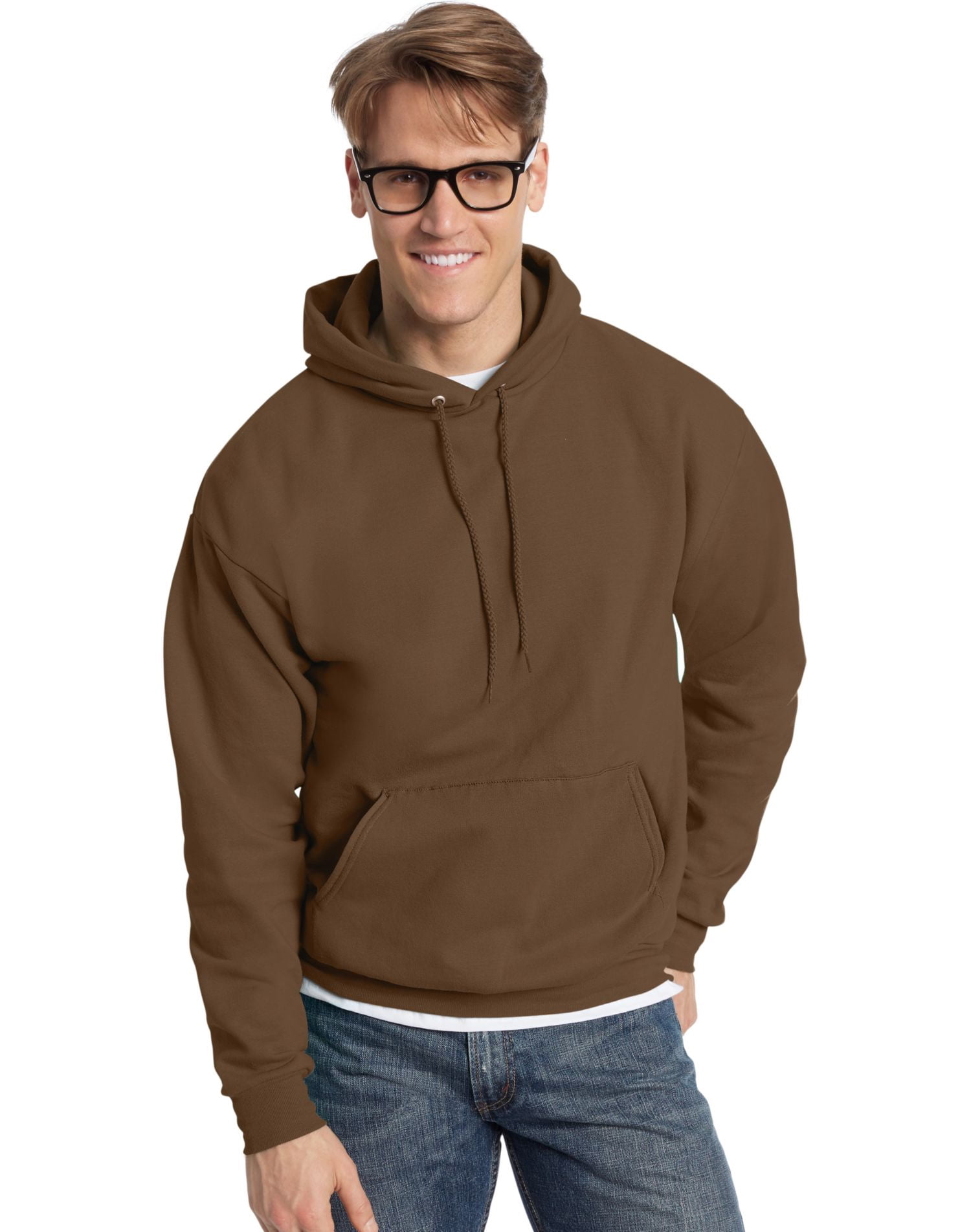 Hanes Mens ComfortBlend EcoSmart Pullover Hoodie Sweatshirt, M, Army Brown