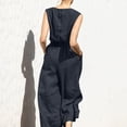 thumbnail image 4 of Yuyuzo Women Cotton Linen Jumpsuits Summer One-Piece Outfits Short Sleeve Wide Leg Long Pants Rompers, 4 of 7