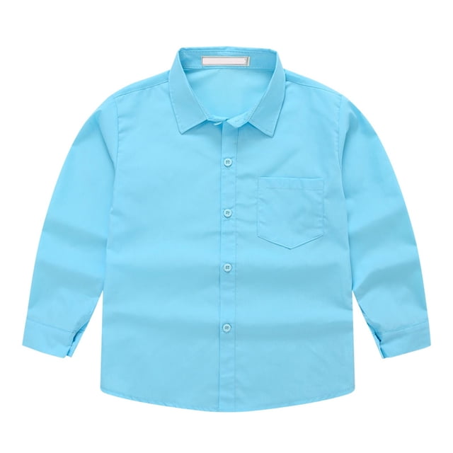 vdgthytj Toddler Boys Girls Button down Shirts Kids Long Sleeve Casual Solid Color Tops Fall Spring Blouse