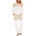 thumbnail image 2 of Yuyuzo Ensembles de Pyjama pour Femmes 2 Pcs Rayé Manches Longues Col Rond T-Shirts Pantalons de Détente avec Poches, 2 of 6