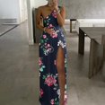 thumbnail image 1 of Lenago Robe Maxi Grande Taille pour Femmes Mode Décontractée Été Sans Manches Imprimé Robe Fendue à une Épaule Robes de Plage d'Été en Liquidation, 1 of 5