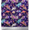 thumbnail image 1 of Soimoi Poly Georgette Tissu Feuilles, & Rose Imprimé Floral Tissu 1 Yard 52 Inch Wide, 1 of 3