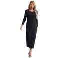 thumbnail image 3 of TTAO Robe une Pièce pour Femmes Musulmane Prière Arabe Dubaï Longue Robe Décontractée Abaya Islamique Longues Robes Noir TTG-3TG, 3 of 7
