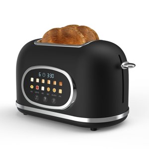 Rae Dunn Grille-pain électrique numérique rétro, 2 Grille-pain en acier inoxydable avec écran tactile, minuterie de compte à rebours, 6 Paramètres de l'ombre, Fentes larges, High Lift Lever, Bagel, Défrost