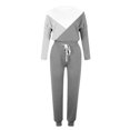 thumbnail image 5 of CHOK Womens Sport Set Long Sleeve Patchwork Color with Loose Cozy Petite Sweatpant Trendy Fall Winter Suits (X-Large  Pink), 5 of 5