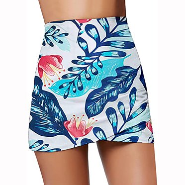 TIMIFIS Jupe de Bain pour Femme Taille Haute Ourlet Tulipe Fronces Jupe de Bain Imprimée Froncée Bas de Bikini Respirant, Frais, Séchage Rapide, Jupe de Maillot Confortable Été