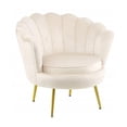 thumbnail image 1 of Heavenly Collections Modern Cream Velvet Accent Chair - Mid-Century Seashell Armchair with Gold Metal Legs - Ideal for Living Rooms & Reading Nooks, 1 of 5