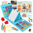 thumbnail image 1 of KINSPORY 290 Pack Drawing Set, Double-Side Trifold Art Easel, Gift for Beginners Artists Kids(Blue), 1 of 7