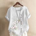 thumbnail image 1 of Birdeem Womens Summer Casual Round Neck Short Sleeve Flower Printing Loose Shirt Tops, 1 of 12