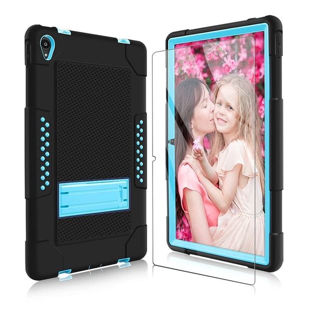 Mignova for Lenovo Tab P11 Case,Heavy-Duty Drop-Proof Shock-Resistant Rugged Protective case(with Stand) for Lenovo Tab P11/P11 Plus 11 inch Tablet+Screen Protector(Black/Blue+1 Pack)