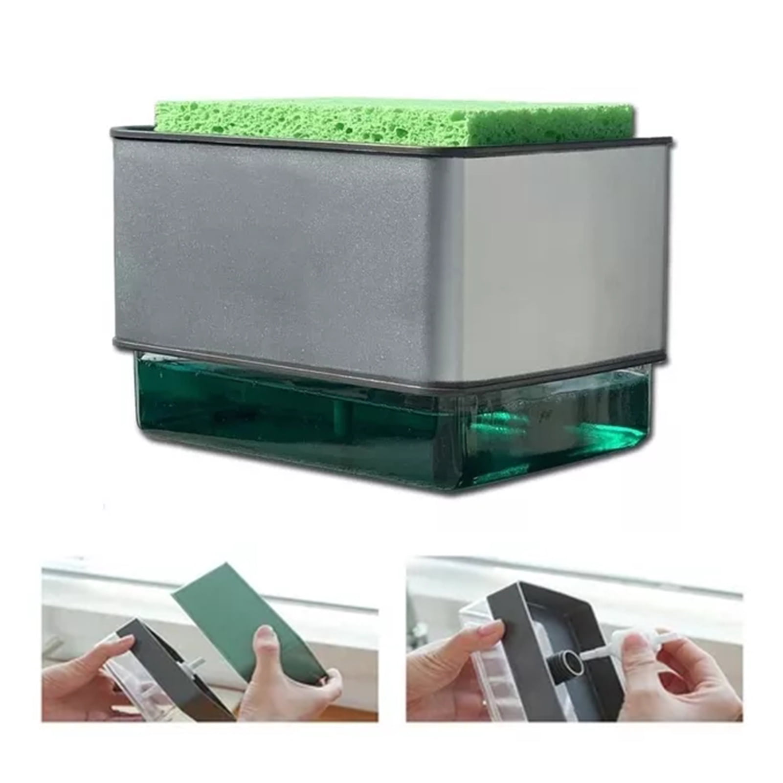 Dishwashing Liquid Dispenser ABS PS 300ML Press Type Automatic Liquid Outlet Box for Cloth Dish Kitchen Cleaning