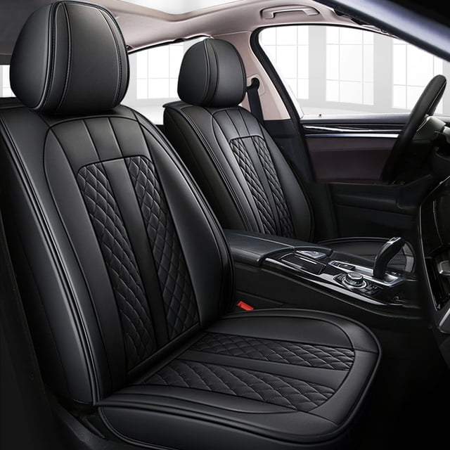 Maidao Car Seat Covers Full Set for Mercedes-Benz for E300 2000-Present 5 Seats Leather Compatible Airbag Water Resistant Front Rear Cushion Protector Black