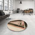 thumbnail image 4 of Ahgly Company Tapis d'Intérieur Ronds de Style Transitionnel Lavables à la Machine, Rouge Brun, 7 Pieds Rond, 4 of 7