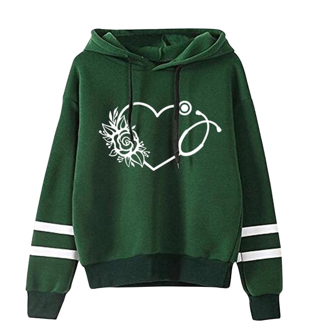 Meichang Sweat-Shirt pour Femmes Col Rond Manches Longues Pull Décontracté Mode Amour Graphique Sweat-Shirts Amples Épaules Tombantes