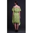 thumbnail image 3 of Bimba Robe Droite Évasée à Épaules Dénudées pour Femmes à Volants devant Imprimée Oiseau Vert - XXX-Large, 3 of 6