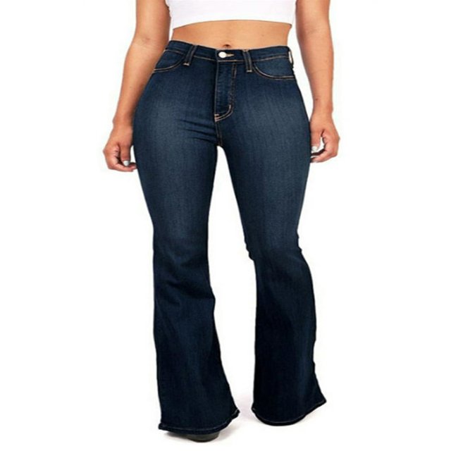 50 % de Réduction! Jeans Évasés Skinny Taille Haute avec Poches pour Femmes