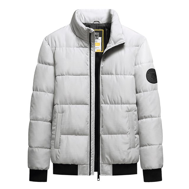 Innerwin Manteaux Col Montant Manteau Homme Hiver Fermeture Éclair Complète Vestes Chaudes Beige P