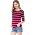 thumbnail image 3 of INSPIRE CHIC T-Shirt Décontracté Imprimé pour Femmes à Manches au Coude et Col Rond, 3 of 7