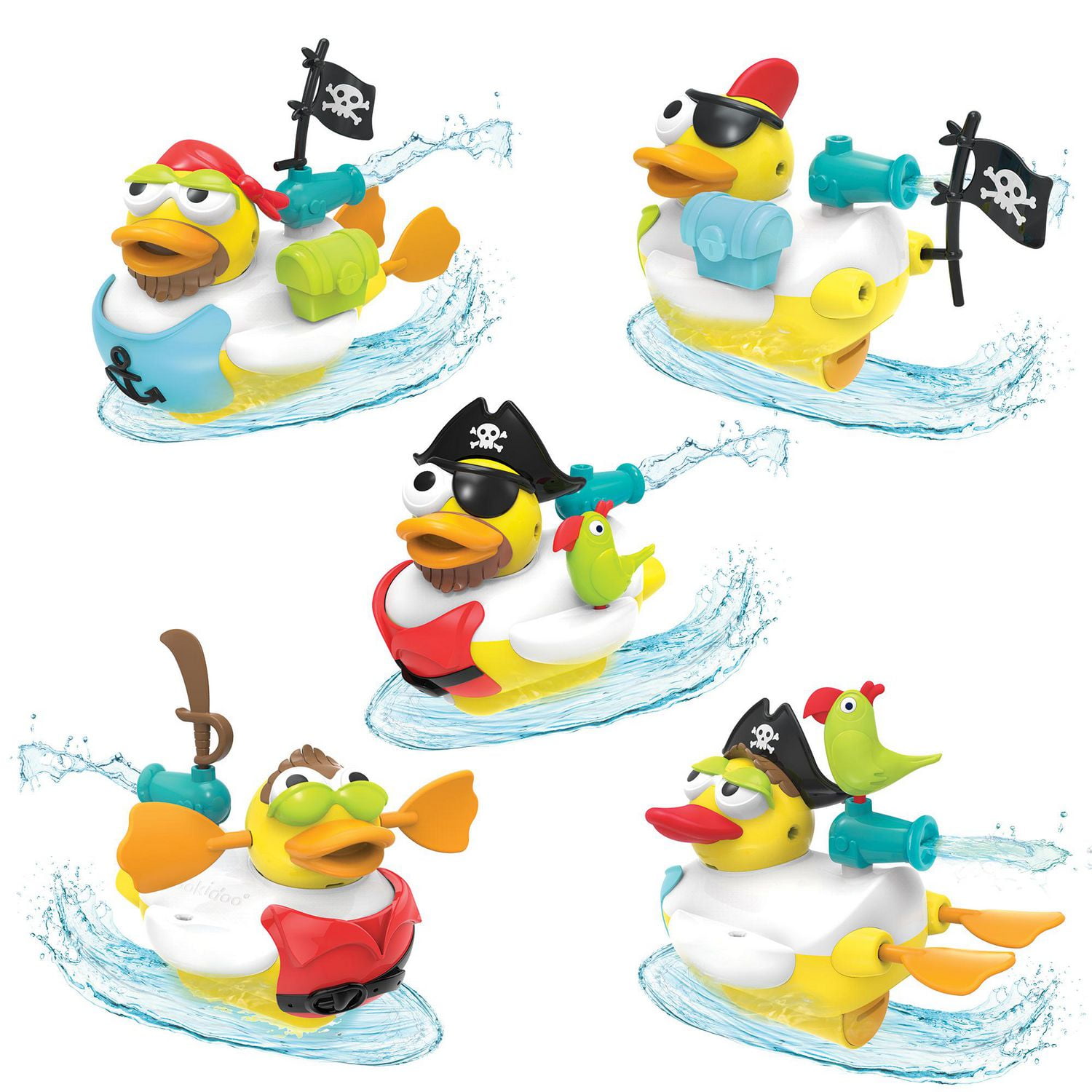 Yookidoo Jet Duck Créez un Pirate – Jouet de Bain à Piles avec Action de Jet d'Eau, 15 Accessoires pour Personnalisation, Aventure Amusante pour l'Heure du Bain des Enfants