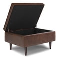thumbnail image 4 of Simpli Home Shay Mi-Siècle Petit Pouf de Rangement Table Basse avec Couvercle Relevable et Grand Espace de Rangement Intérieur, Similicuir Brun Châtaigne Vieilli, 4 of 9