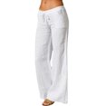 thumbnail image 1 of Sexy Dance Ladies Sports Pants Solid Color Flare Pant Drawstring Trousers Soft Pockets White M, 1 of 3
