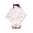 thumbnail image 2 of Fortune 2pcs Women Satin Pajamas Set Long Sleeve Button Down Shirts Shorts Loungewear, 2 of 6