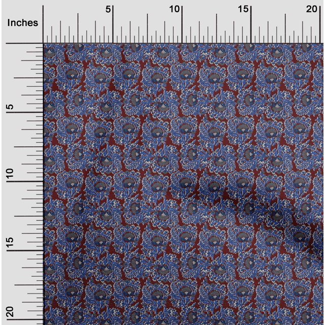oneOone Silk Tabby Fabric Leaves & Floral Block Decor Fabric Printed BTY 42 Inch Wide