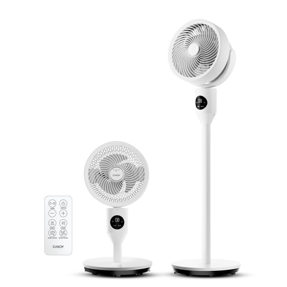 Candy Standing Fan for Bedroom 3 Heights Adjustable Pedestal Fan with Remote 90 Oscillating Floor Fan 8 Speeds & 3 Modes 27dB Quiet Room Fan 12H Timer for Home Office