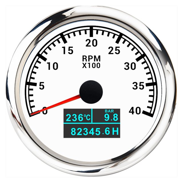 3 in 1 Tachometer Gauge 8000/ 6000/ 4000 RPM 85mm Waterproof Tacho Meter LED Water Temp Oil Pressure Hour Meter For Boat Car ,Easy to Calibrate