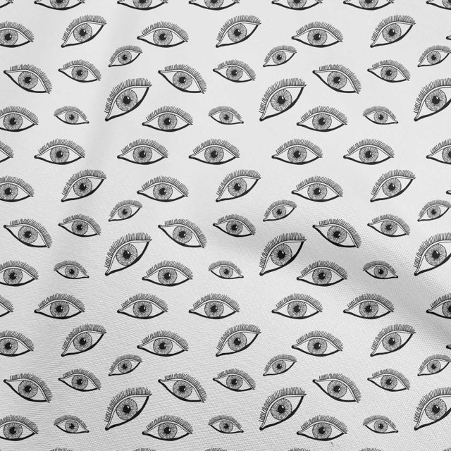 oneOone Rayon Off White Fabric Eye Print Craft Projects Decor Fabric Printed By The Yard 56 Inch Wide