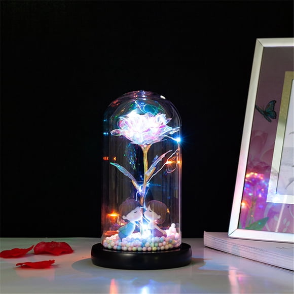 Liquidation! Cadeaux de la Saint-Valentin KITTEHIGM pour Elle, Rose Artificielle Colorée Enchantée à LED avec Lumière dans un Dôme en Verre, Rose Lumineuse Cadeaux d'Anniversaire pour Maman Anniversaire, Cadeaux de Rose Éternelle Uniques