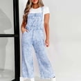 thumbnail image 2 of FAIWAD Denim Overalls Jumpsuits pour Femmes Combinaison Ample à Bretelles Ajustables à Bavette à Jambes Larges avec Poches, 2 of 7