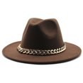 thumbnail image 1 of Hat Big Chain Wide Brim Autumn Winter Sun Protection All Match Felt Cap for Daily Wear, 1 of 10