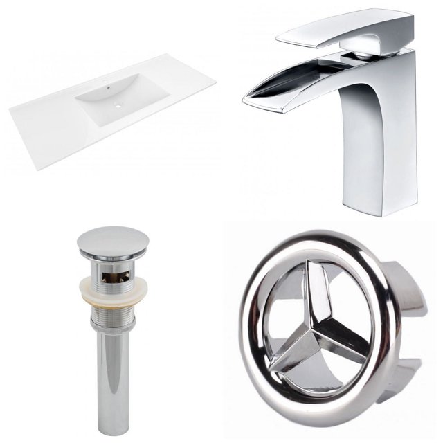 American Imaginations 32-in. W 1 Hole Ceramic Top Set In White Color - Overflow Drain Incl. AI-24256
