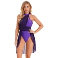 thumbnail image 4 of Aislor Robe de Danse Lyrique Sans Manches à Blocs de Couleur Jupe en Chiffon Justaucorps Robe de Danse Contemporaine Violet Foncé m, 4 of 7