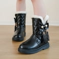 thumbnail image 2 of Hjtefg Girls Winter Boots with Bow - Thick Sole Warm Snow Booties for Kids, Cozy Solid Color Boots for Cold Weather,Color: 3-Black Size: 10-10.5 Years, 2 of 9