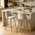 thumbnail image 1 of Homy Casa 2-Piece Counter Height Bar Stools, Upholstered Swivel Kitchen Island, Beige, 1 of 7