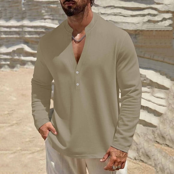 Casual Dress Shirts for Men Mens Big and Tall Shirts Mens Casual Dress Shirt Pullover Men Long Sleeve Mens Tshirts(XXL)