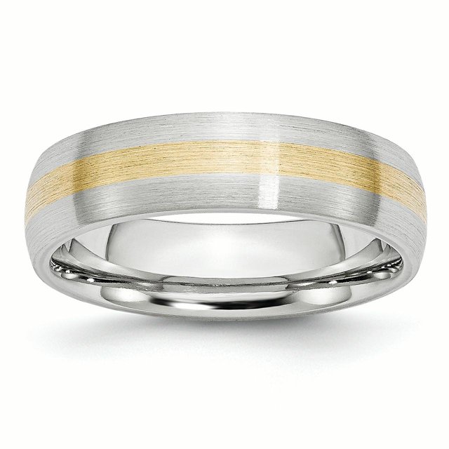 Bague en Satin avec Incrustation d'Or 14k 6mm Taille 12